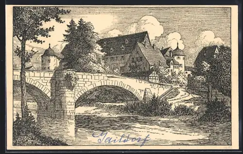 Künstler-AK Gaildorf, Alte Brücke