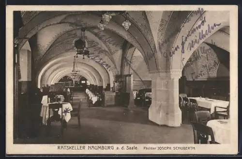 AK Naumburg a. d. Saale, Gasthaus Ratskeller in der Innenansicht, Pächter Joseph Schuberth