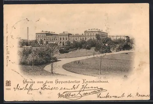 AK Hamburg-Eppendorf, Blick zum Krankenhaus
