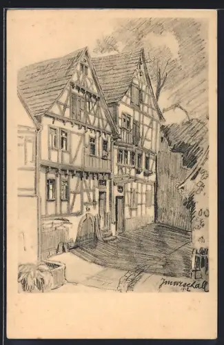 Künstler-AK Esslingen / Neckar, Ortspartie