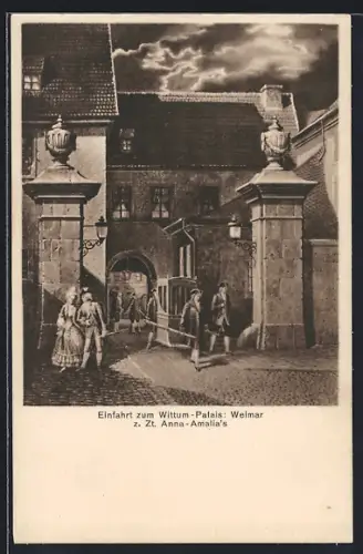 Künstler-AK Weimar / Thüringen, Einfahrt zum Wittum-Palais