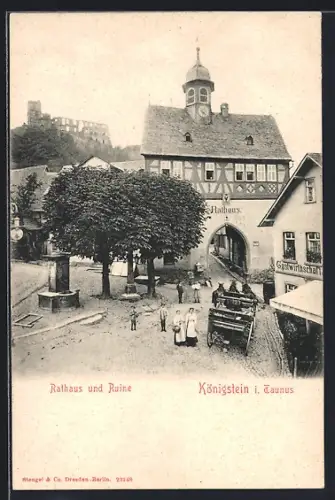 AK Königstein i. Taunus, Rathaus und Ruine