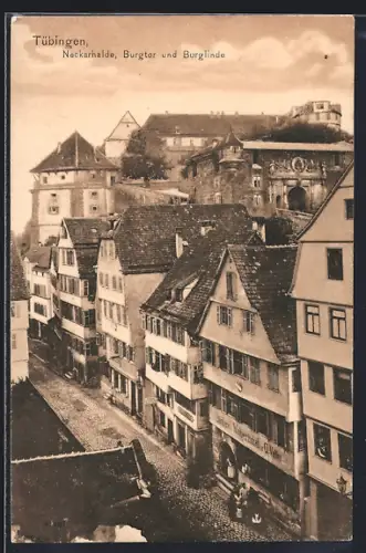 AK Tübingen, Neckarhalde, Burgtor und Burglinde