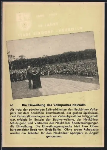 AK Berlin, Einweihung des Volksparkes Neukölln