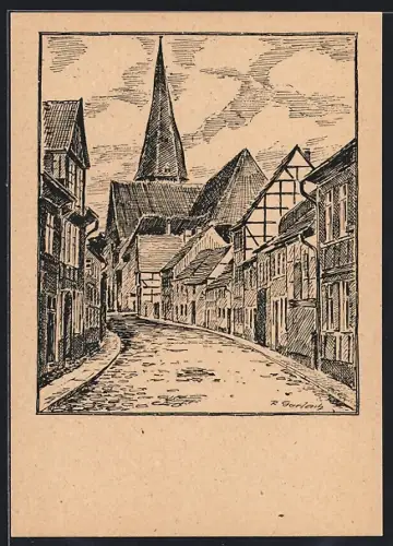 Künstler-AK Salzwedel, Salzstrasse