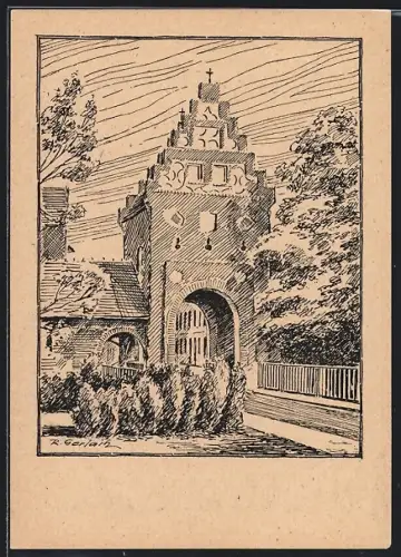 Künstler-AK Salzwedel, Partie am Steintor