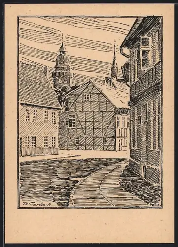 Künstler-AK Salzwedel, Reichestrasse