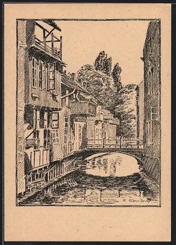 Künstler-AK Salzwedel, An der Jeetze