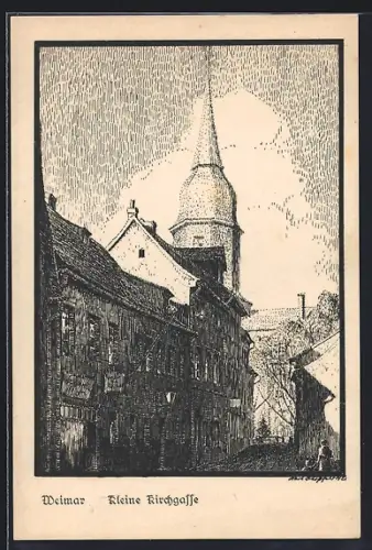 Künstler-AK Weimar / Thüringen, Kleine Kirchgasse