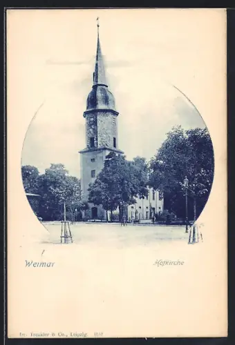 AK Weimar / Thüringen, Hofkirche im Passepartout