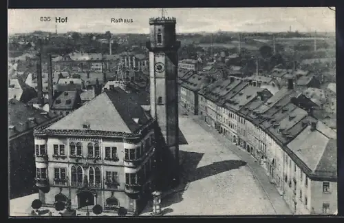AK Hof / Bayern, Blick auf das Rathaus