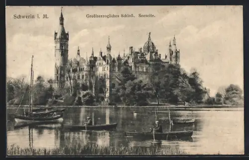 AK Schwerin i. M., Grossherzogliches Schloss von der Seeseite