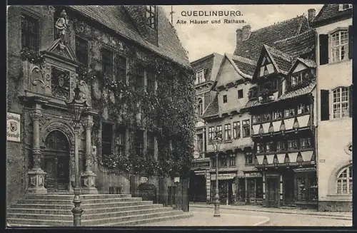 AK Quedlinburg, Alte Häuser und Rathaus
