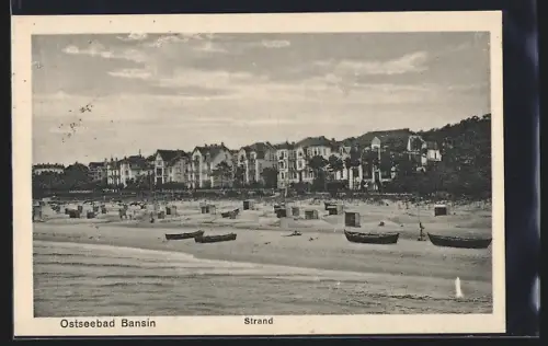 AK Bansin, Blick auf den Strand mit gestrandeten Booten