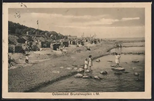 AK Brunshaupten i. M., Panorama vom Strand