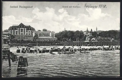AK Heringsdorf / Ostsee, Strand mit Kurhaus