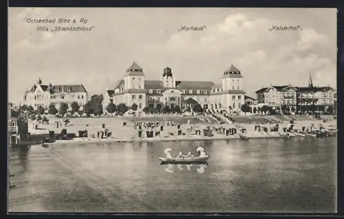AK Binz, Blick zum Kurhaus, Kaiserhof und zur Villa Strandschloss