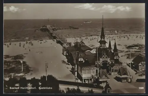 AK Heringsdorf / Ostsee, Blick auf die Seebrücke