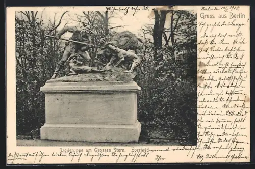 AK Berlin-Tiergarten, Denkmal Jagdgruppe Eberjagd am Grossen Stern