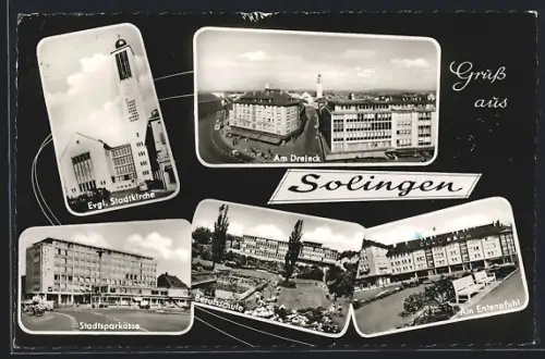 AK Solingen, Ortspartien Stadtsparkasse, Am Dreieck und am Entenpfuhl