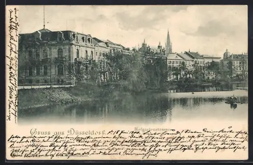 AK Düsseldorf, Partie an der Hofgartenstrasse