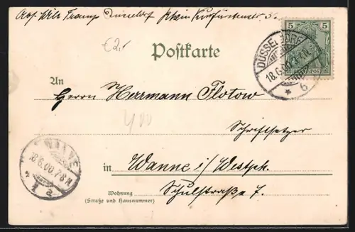 AK Düsseldorf, Partie an der Hofgartenstrasse