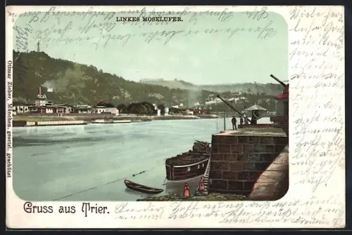 AK Trier, Panorama vom linken Moselufer
