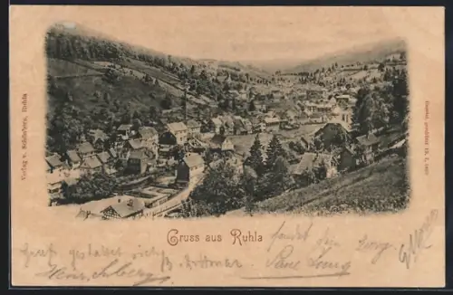 AK Ruhla, Blick ins Tal mit Ortschaft