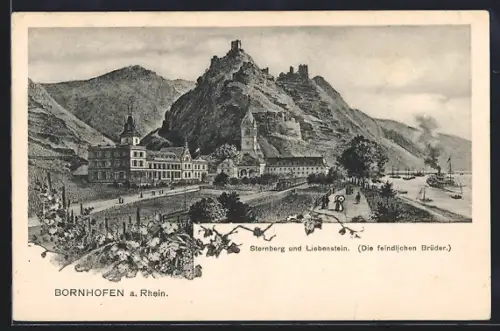 AK Bornhofen a. Rhein, Blick auf Siernberg u. Liebenstein