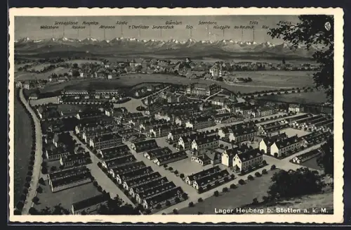 AK Stetten a. k. M., Lager Heuberg und Bergpanorama mit Altmann, Säntis und Tödi