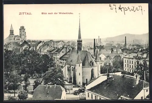 AK Zittau, Blick nach der Weberkirche