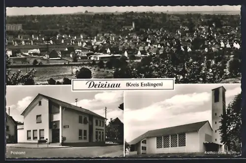 AK Deizisau Kr. Esslingen, Postamt und kath. Kirche