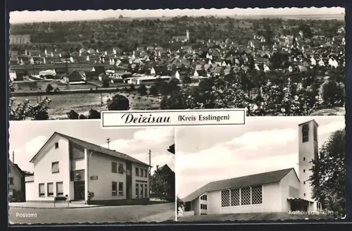 AK Deizisau Kr. Esslingen, Postamt und kath. Kirche