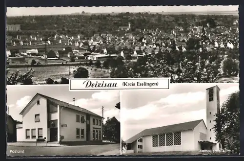 AK Deizisau Kr. Esslingen, Postamt und kath. Kirche