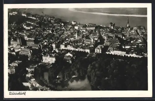 AK Düsseldorf, Totalansicht aus der Vogelschau