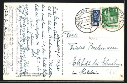 AK Düsseldorf, Totalansicht aus der Vogelschau