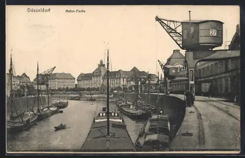 AK Düsseldorf, Partie am Hafen