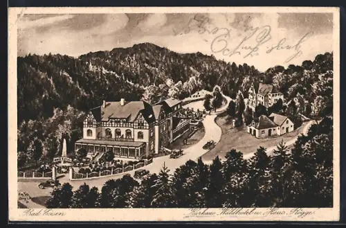 AK Bad Essen, Kurhaus Waldhotel und Haus Rögge aus der Vogelschau