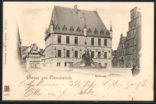 AK Osnabrück, Rathaus mit Vorplatz