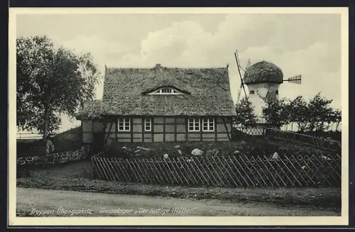 AK Sennelager, Truppenübungsplatz, Der lustige Müller, Blick zur Windmühle