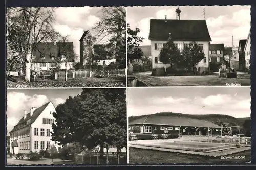 AK Deizisau, Rathaus, Schwimmbad, Kirche, Schulhaus