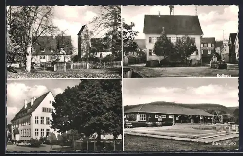 AK Deizisau, Rathaus, Schwimmbad, Kirche, Schulhaus