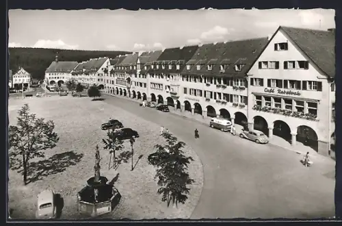 AK Freudenstadt /Schwarzwald, Marktplatz mit Café Rebstock