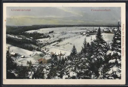 AK Freudenstadt /Schwarzwald, Christophstal im Winter