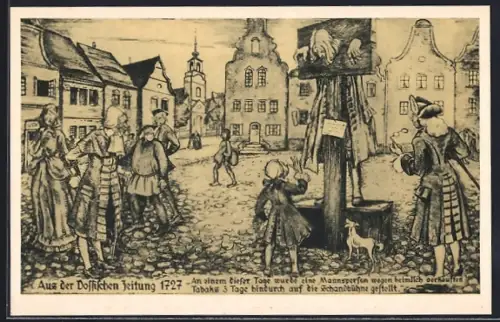 AK Mann auf der Schandbühne