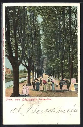 AK Düsseldorf, Sparziergänger an der Seufzerallee