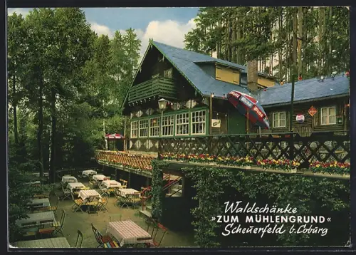 AK Scheuerfeld b. Coburg, Gasthaus Waldschänke Zum Mühlengrund, Bes. Kon. Meier