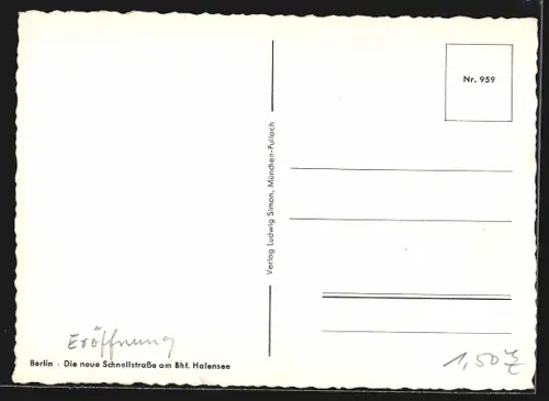 AK Berlin, Die neue Schnellstrasse am Bhf. Halensee, Automobil