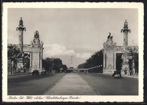 AK Berlin-Tiergarten, Ost-West-Achse, Charlottenburger Brücke, Siegessäule