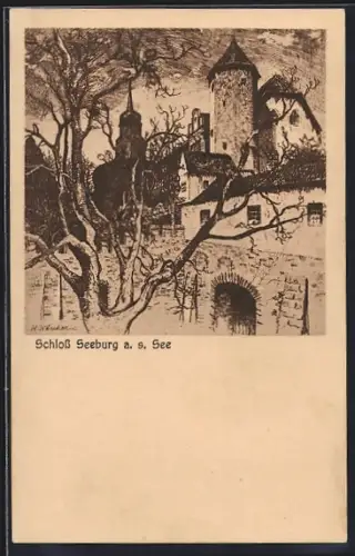 Künstler-AK Seeburg, Schloss Seeburg